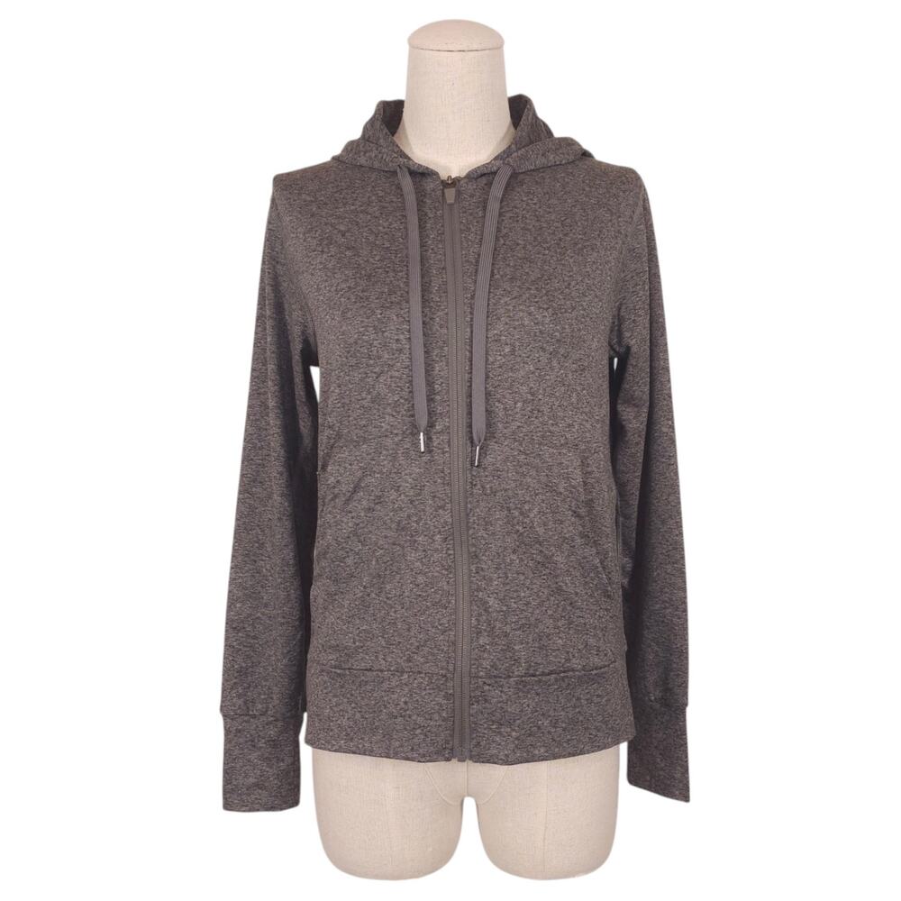 Quince Flowknit Full-Zip Hoodie Heather Gray Sz Extra Small